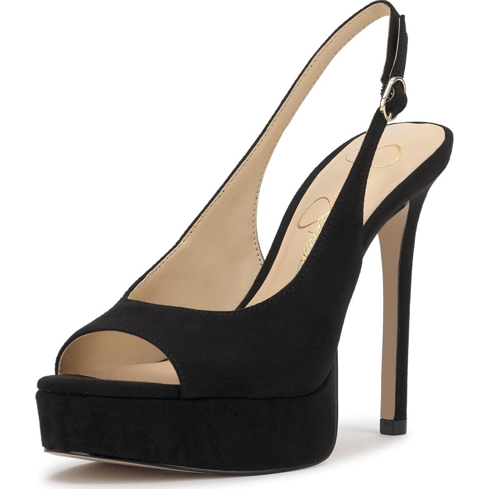 Jessica Simpson Sibilla Slingback Platform Pump Black Suede Size 6